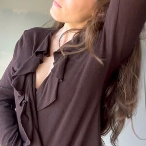 Open Front Ruffle Cardigan, Size Small Light Weight Fall Cardigan, Summer To Fal